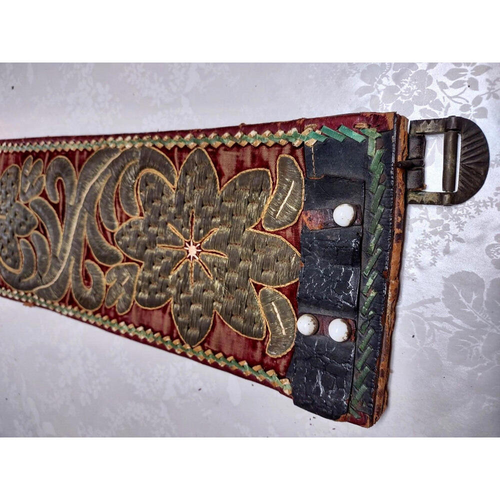 Antique Belt Medieval Renaissance Studded Jeweled Velvet Gold MUSEUM WORTHY - Picture 7 of 16